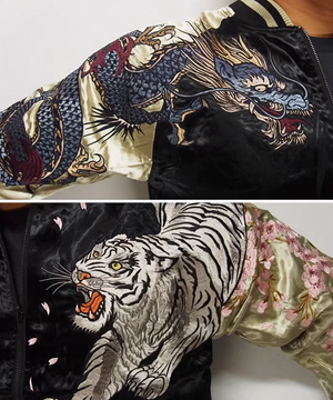 WHITE TIGER EMBROIDERED BOMBER JACKET Tiger-Universe