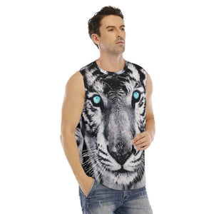 Black and White Tiger Print Tank Top Tiger-Universe