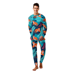 Blue Mens Tiger Print Pajamas Tiger-Universe