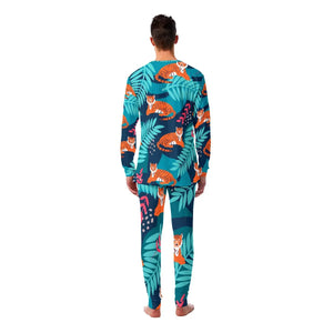 Blue Mens Tiger Print Pajamas Tiger-Universe