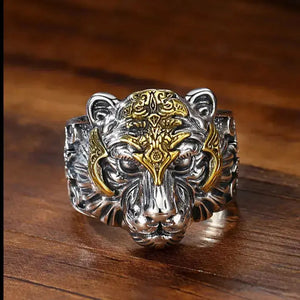 DIVINE TIGER HEAD RING SILVER Tiger-Universe