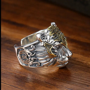 DIVINE TIGER HEAD RING SILVER Tiger-Universe