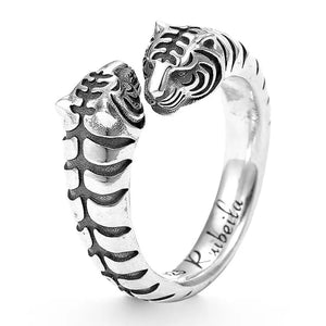 DOUBLE SIDED SILVER TIGER RING Tiger-Universe