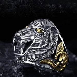 LEGENDARY TIGER FACE RING SILVER