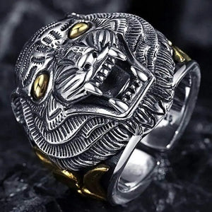 LEGENDARY TIGER FACE RING SILVER
