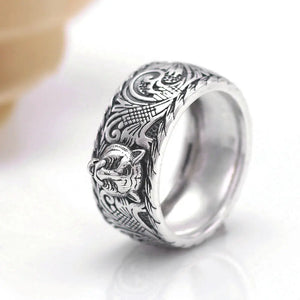 MYTHOLOGICAL MENS SILVER TIGER RING Tiger-Universe