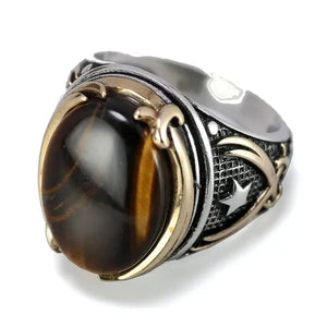 Mens Sterling Silver Tiger Eye Ring Tiger-Universe