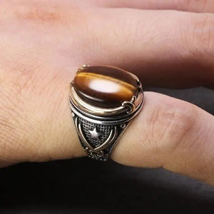 Mens Sterling Silver Tiger Eye Ring Tiger-Universe