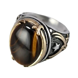 Mens Sterling Silver Tiger Eye Ring Tiger-Universe