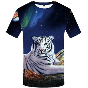 SPACE WHITE TIGER PRINT T-SHIRT Tiger-Universe