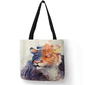 SY0062 Cool Tiger Print Women Hand Bag Large Capacity Shopping Bags Colorful Oil Painting Shoulder Bags for School Travel Tiger-Universe