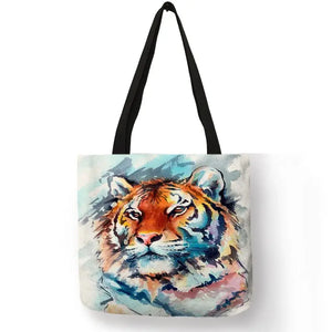 SY0062 Cool Tiger Print Women Hand Bag Large Capacity Shopping Bags Colorful Oil Painting Shoulder Bags for School Travel Tiger-Universe