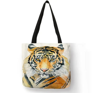 SY0062 Cool Tiger Print Women Hand Bag Large Capacity Shopping Bags Colorful Oil Painting Shoulder Bags for School Travel Tiger-Universe