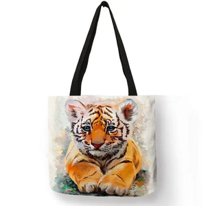 SY0062 Cool Tiger Print Women Hand Bag Large Capacity Shopping Bags Colorful Oil Painting Shoulder Bags for School Travel Tiger-Universe