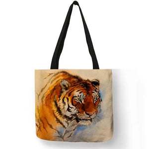 SY0062 Cool Tiger Print Women Hand Bag Large Capacity Shopping Bags Colorful Oil Painting Shoulder Bags for School Travel Tiger-Universe