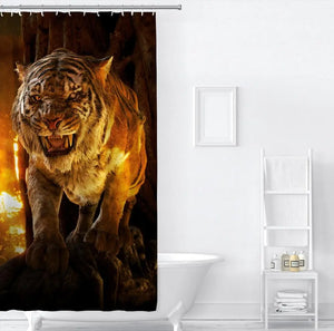 Scary Tiger Shower Curtain Tiger-Universe