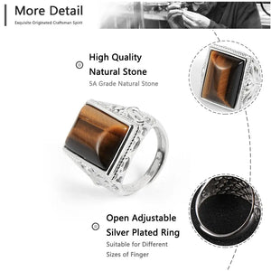 Square Tiger's Eye Ring Tiger-Universe