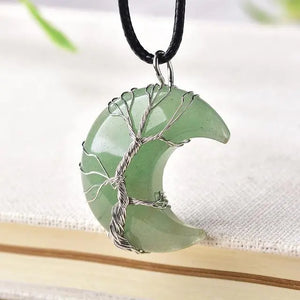 Tiger Eye Crescent Necklace "Tree Of Life" Tiger-Universe
