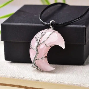 Tiger Eye Crescent Necklace "Tree Of Life" Tiger-Universe