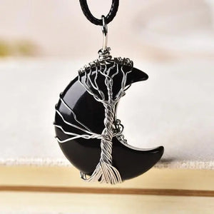 Tiger Eye Crescent Necklace "Tree Of Life" Tiger-Universe