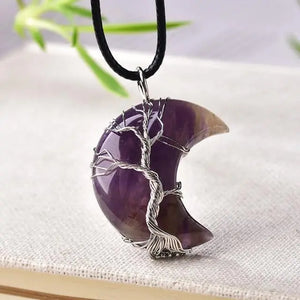 Tiger Eye Crescent Necklace "Tree Of Life" Tiger-Universe