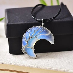 Tiger Eye Crescent Necklace "Tree Of Life" Tiger-Universe