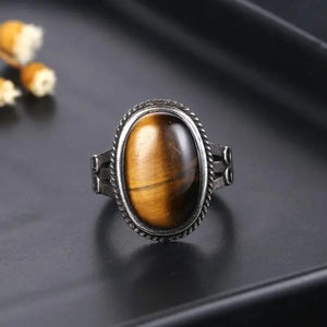 Tiger Eye Stone Silver Ring Tiger-Universe
