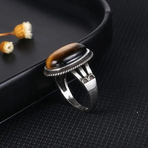 Tiger Eye Stone Silver Ring Tiger-Universe