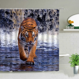 Tiger in Water Shower Curtain Tiger-Universe