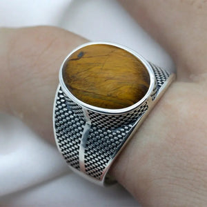Tiger's Eye Ring - Unisex - Silver Tiger-Universe