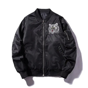 WHITE TIGER EMBROIDERED BOMBER JACKET Tiger-Universe