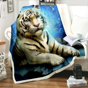 White Tiger Fleece Blanket Tiger-Universe