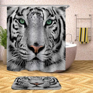 White Tiger Shower Curtain Tiger-Universe