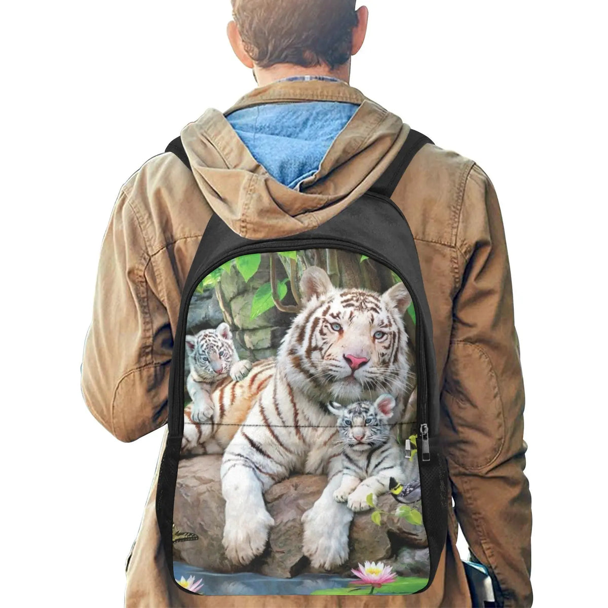Fabric Backpack with Side Mesh Pockets (1659) Tiger-Universe