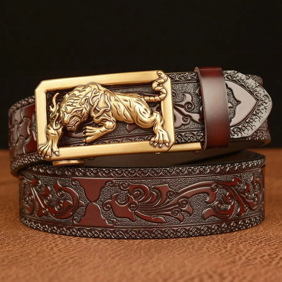 2673 Luxury Men\'s Belts Gold Tiger Head Automatic Buckle Alloy, Pu Leather v-64266207__1192820644_large.  main image 3
