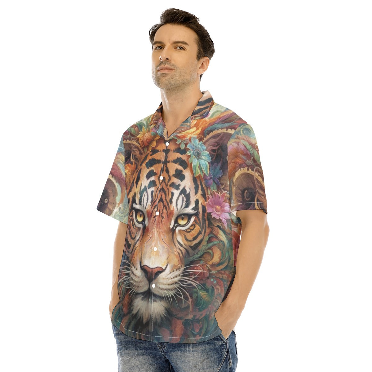 tiger print hawaiian shirt