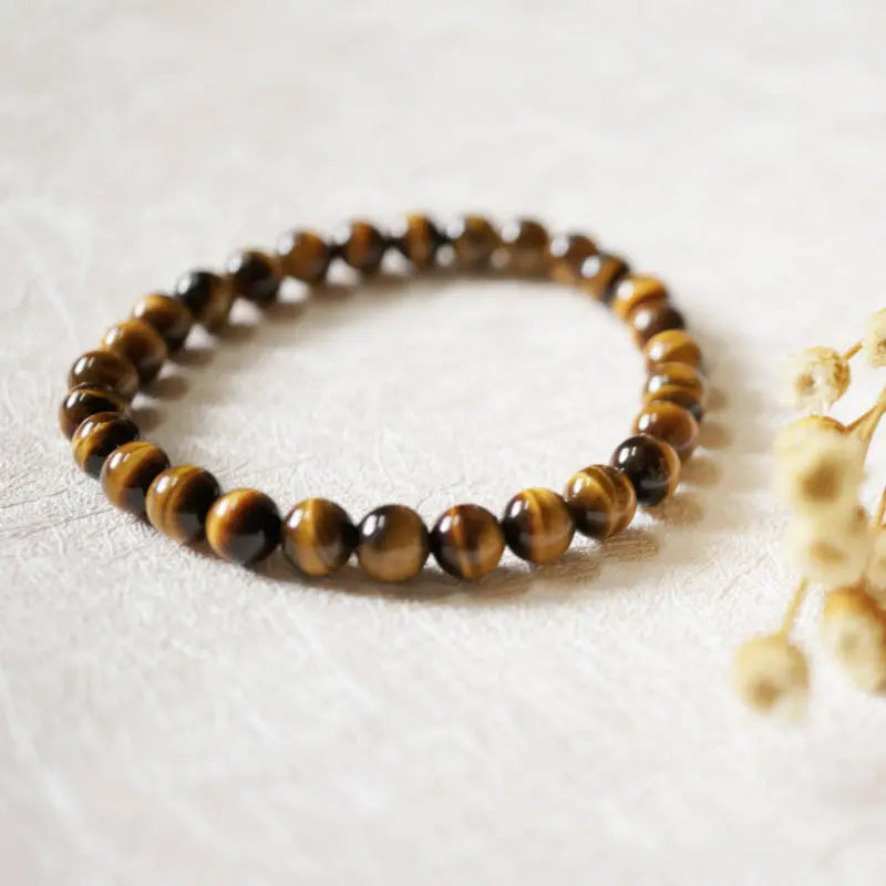 Men's Natural Stone Bracelet with Tiger Eye Cross - Clothed with Truth