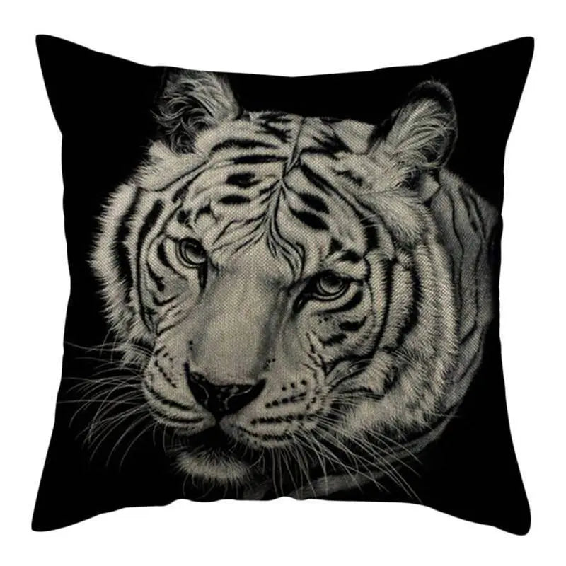 BLACK AND WHITE TIGER CUSHION COVER Tiger-Universe