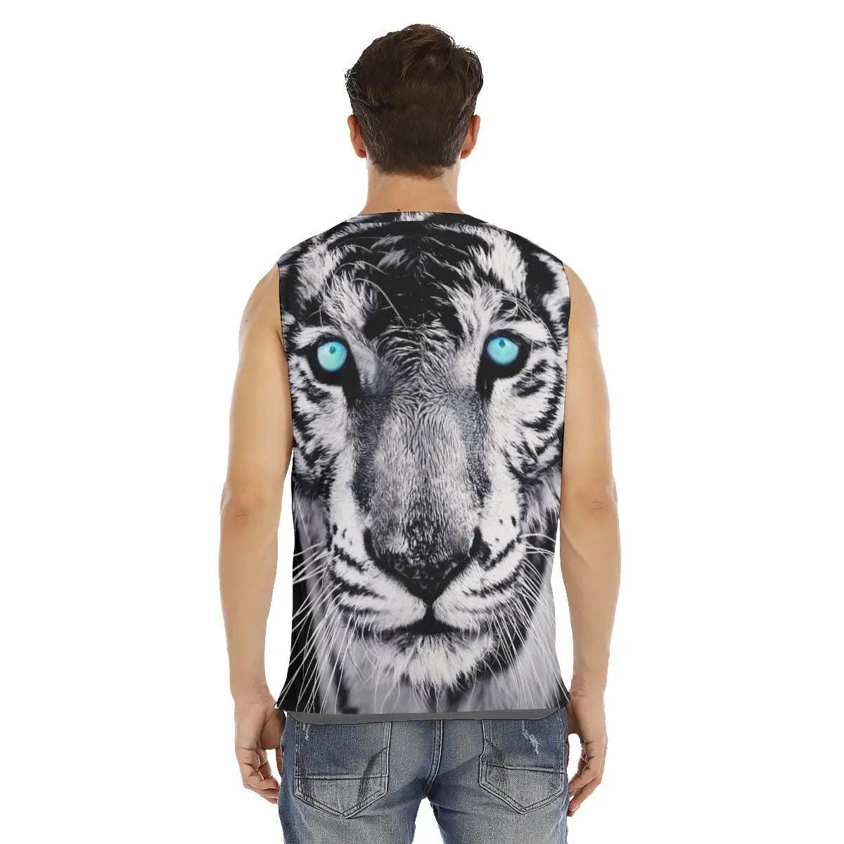 Black and White Tiger Print Tank Top Tiger-Universe