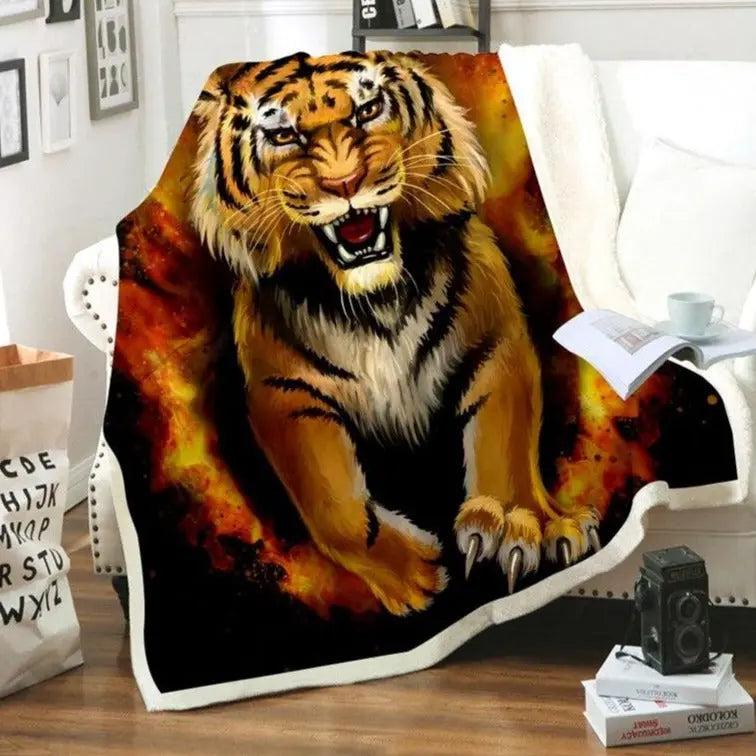 Blanket with Furious Tiger Design Tiger-Universe