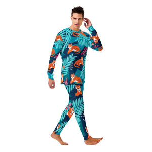 Blue Mens Tiger Print Pajamas Tiger-Universe
