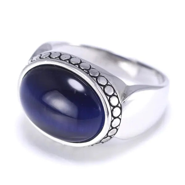 Blue Tiger Eye Mens Ring Tiger-Universe