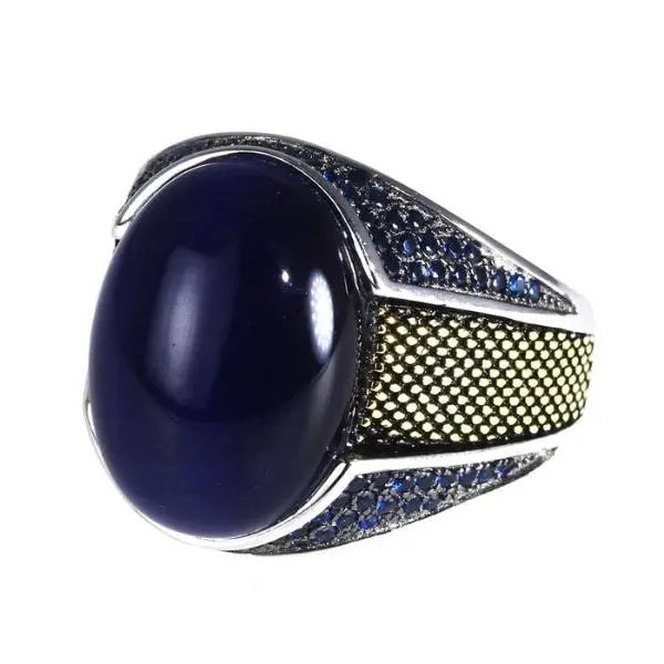 Blue Tiger Eye Stone Ring Tiger-Universe