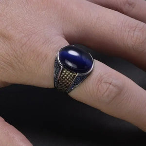 Blue Tiger Eye Stone Ring Tiger-Universe