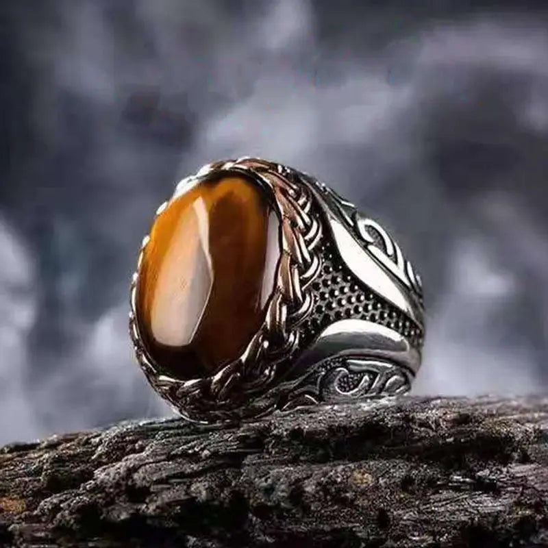 Buy Natural Tiger's Eye Ring Signet Man Ring 925 Sterling Silver Ring  Wedding Men's Ring Statement Band Ring for Men Man Signet Ring Gift Online  in India - Etsy