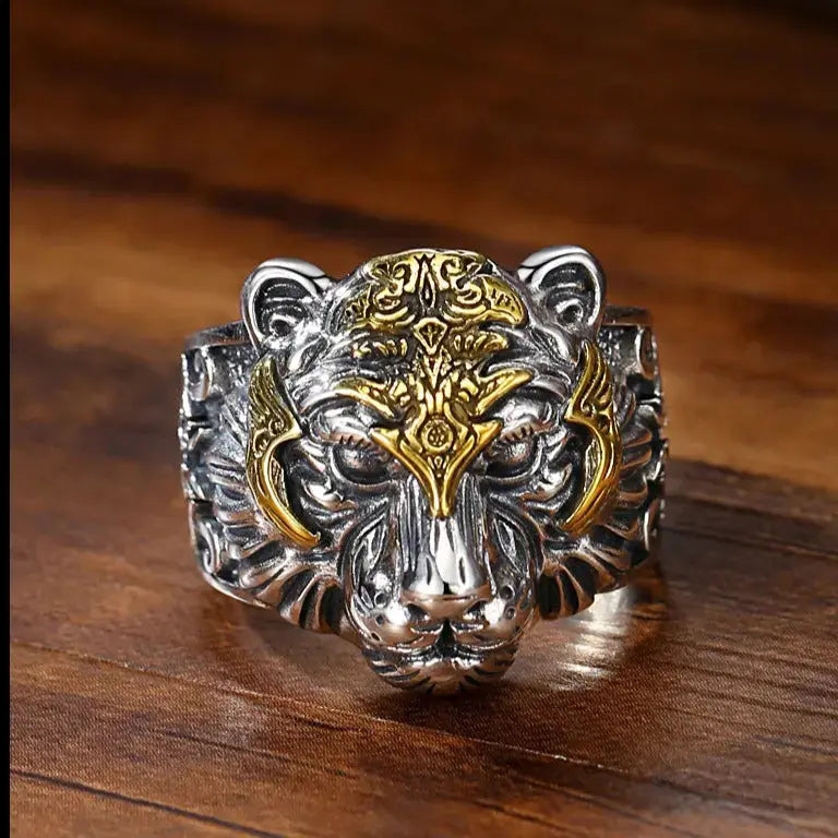 DIVINE TIGER HEAD RING SILVER Tiger-Universe