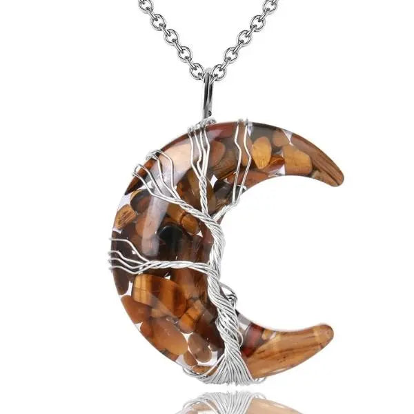 Crescent Moon Tiger Eye Pendant Tiger-Universe