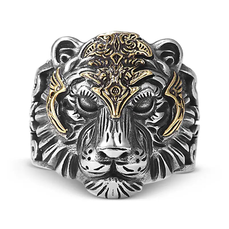 Tiger Head Ring Silver Tiger Universe