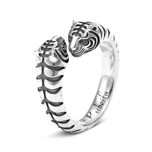 DOUBLE SIDED SILVER TIGER RING Tiger-Universe