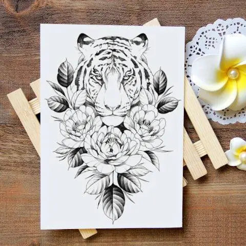 Oriental tattoo design tiger and pagoda by MarinaAlex on DeviantArt